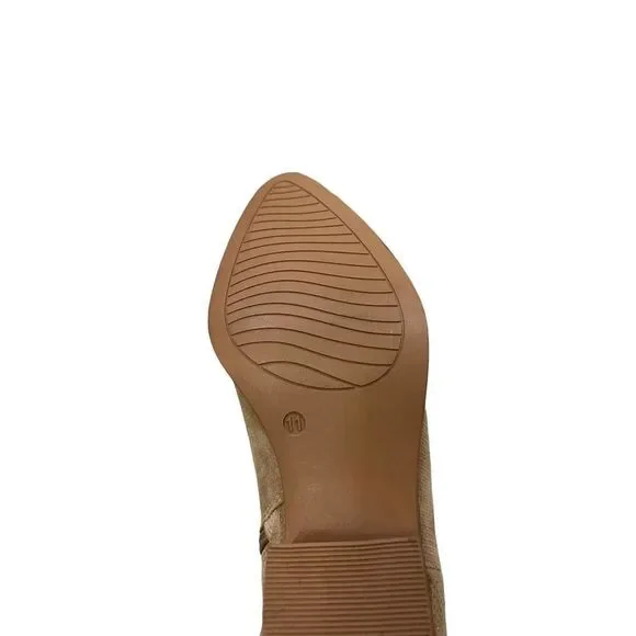 Michael Shannon Lesley Tan Beige Leather Bootie Heels Size 11 Women’s New - Picture 12 of 13